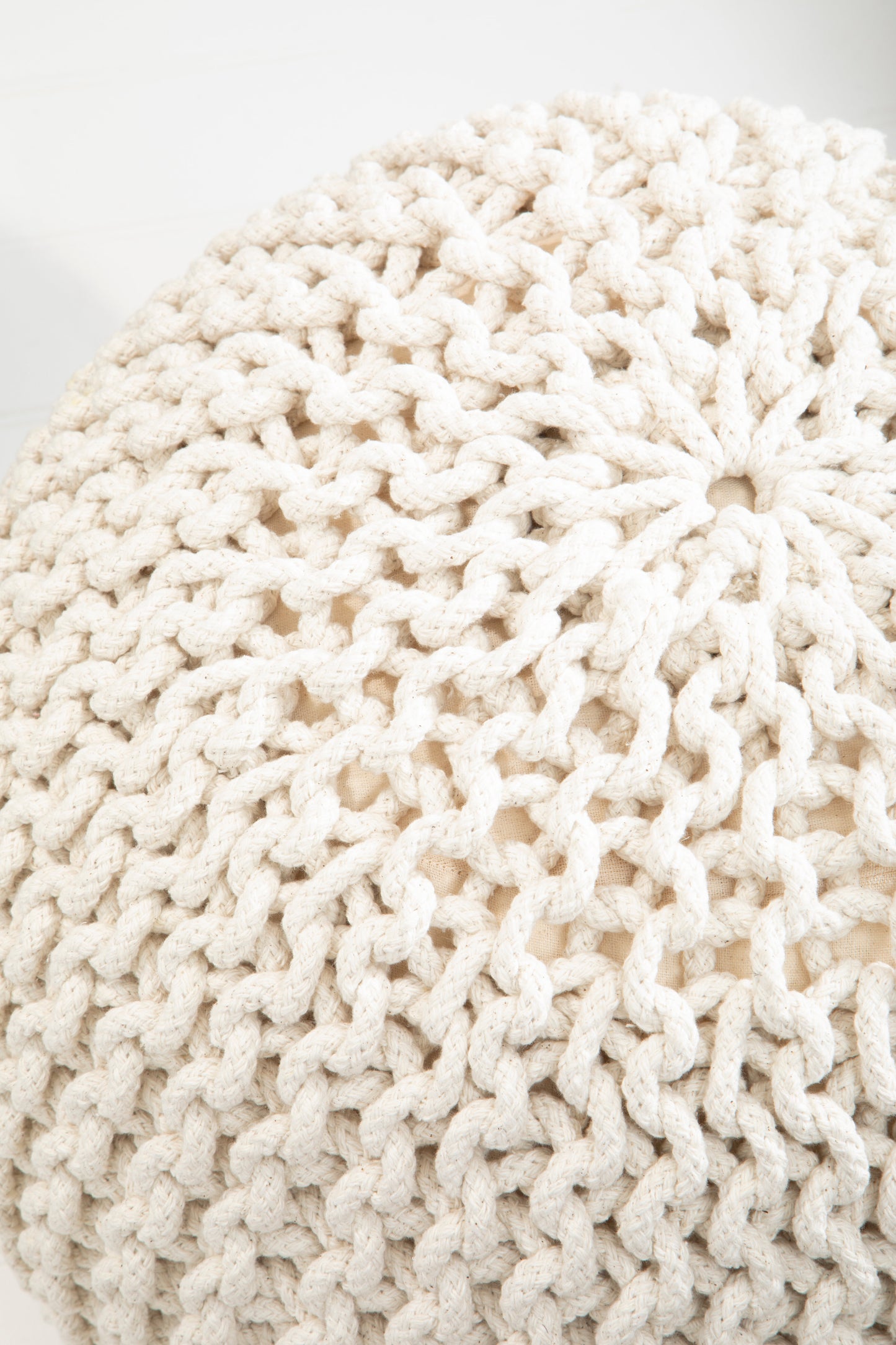 Kids Knit Cream Pouffe Grey/Black/Cream/Pink