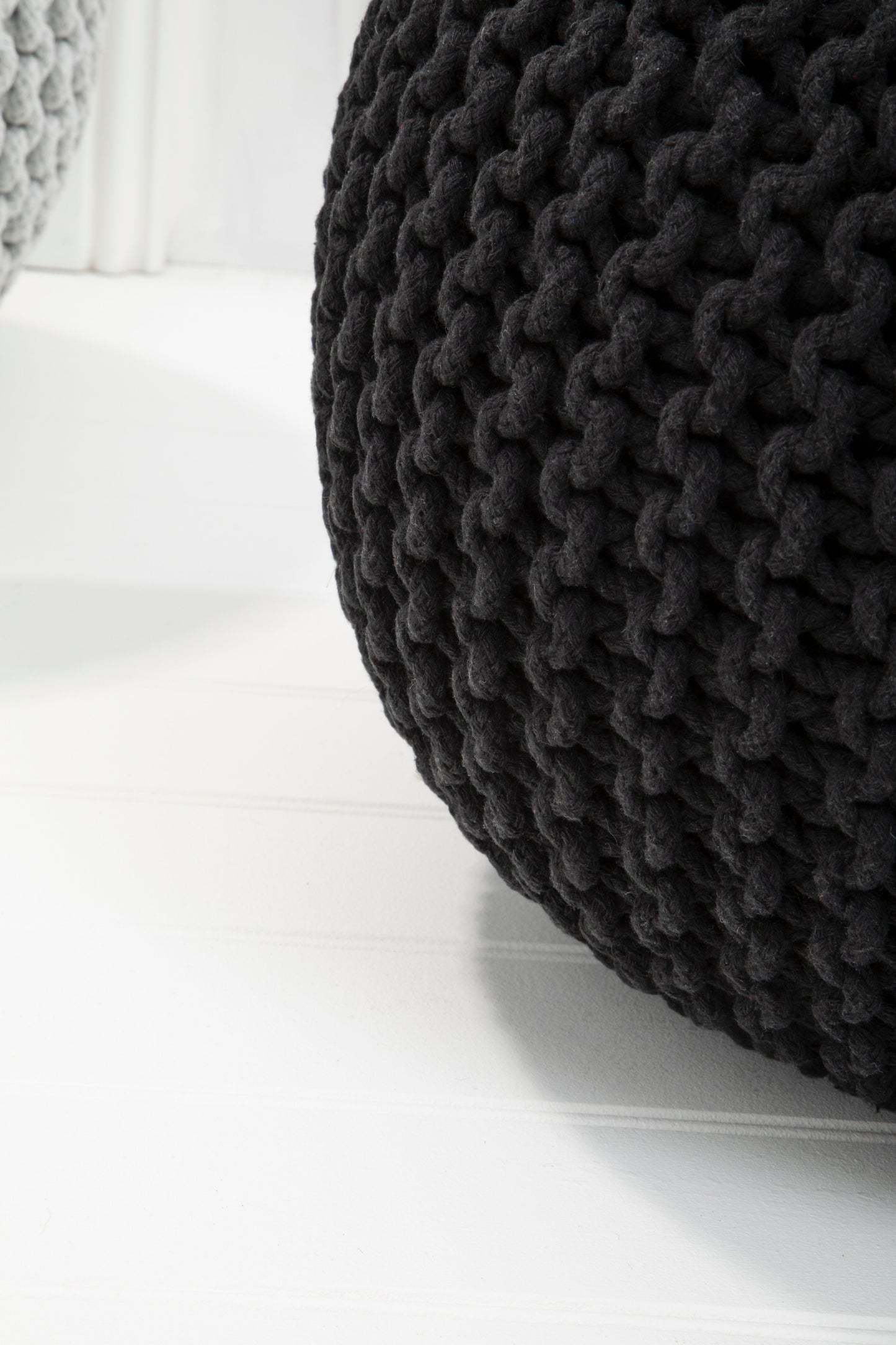 Kids Knit Cream Pouffe Grey/Black/Cream/Pink