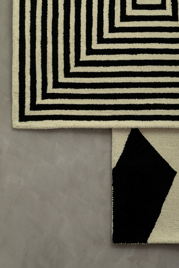 Bosie Milana Large Black and White Geometric Rug - Lifestyle