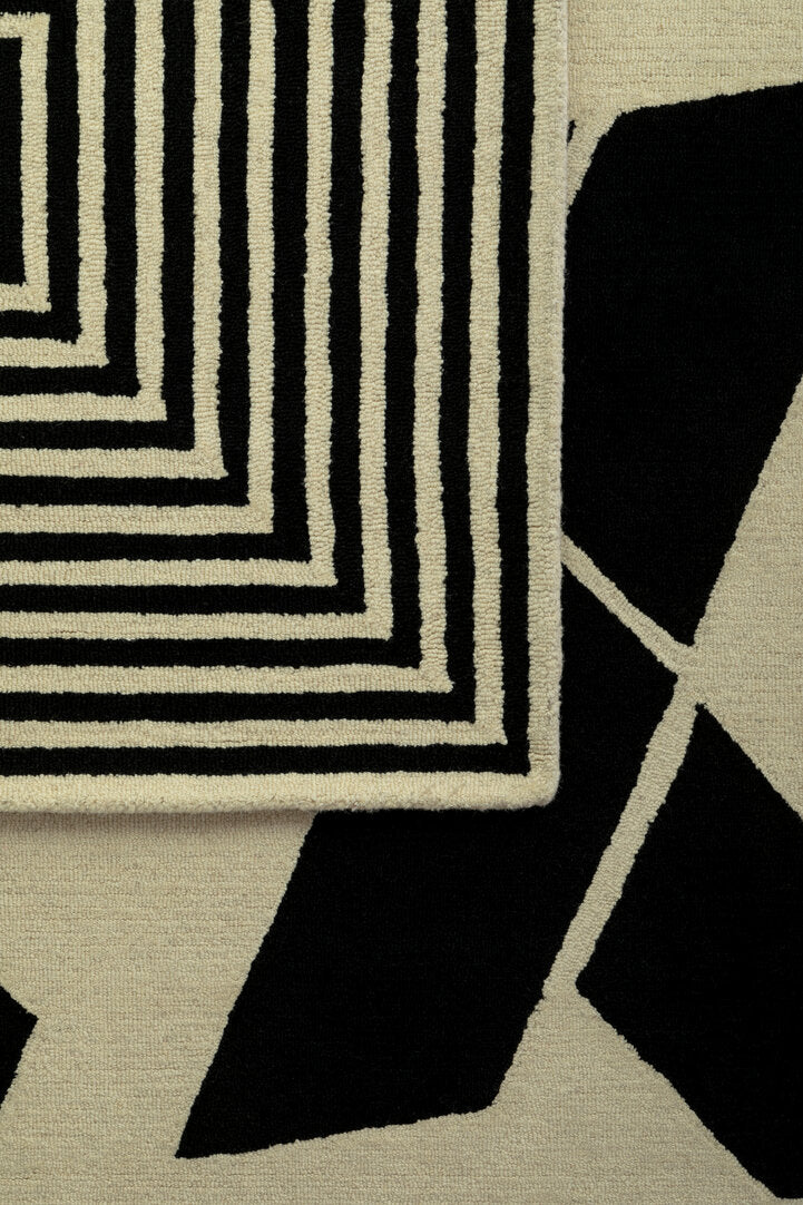 Bosie Milana Large Black and White Geometric Rug - Lifestyle