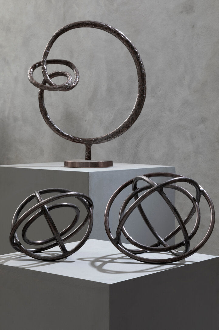Nexus Round Rough Bronze Sculpture - Lifestyle