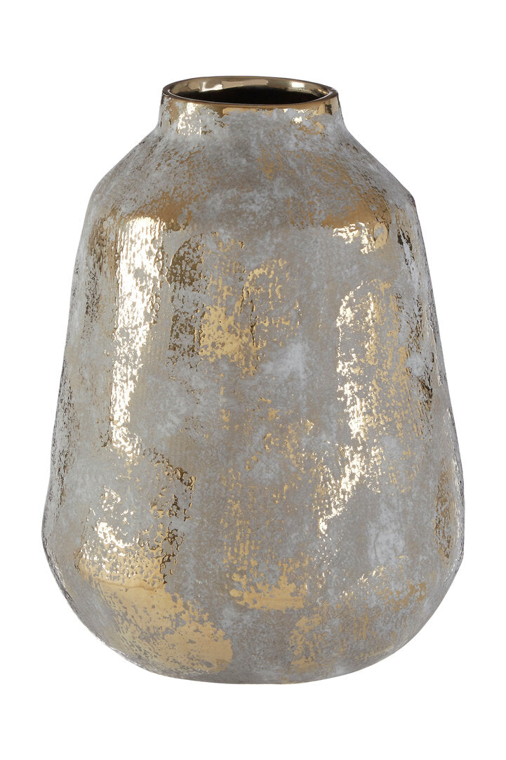 Orvena Medium Grey and Gold Ceramic Vase - Additional