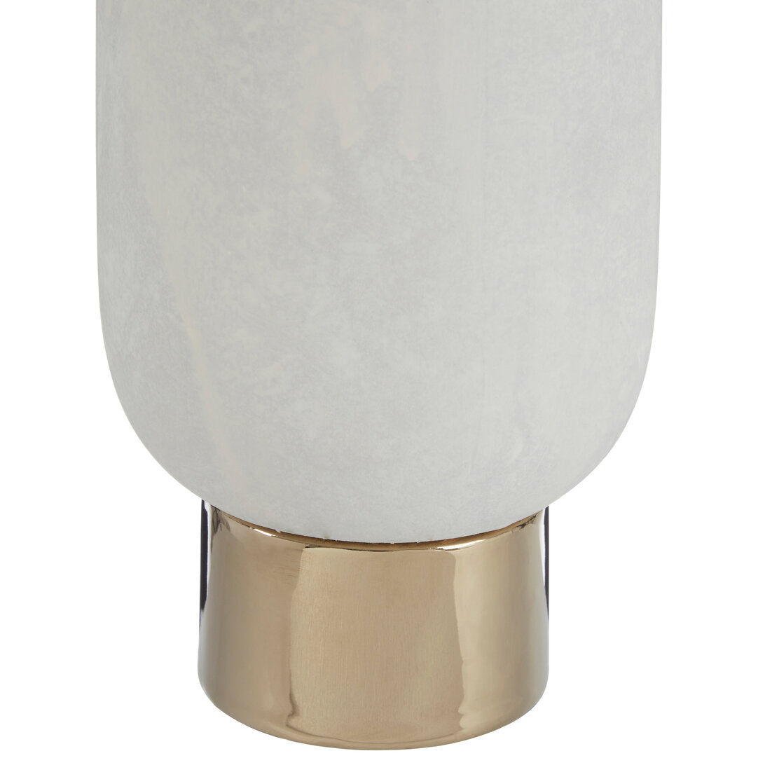 Callie White and Gold Large Pedestal Vase - Macro