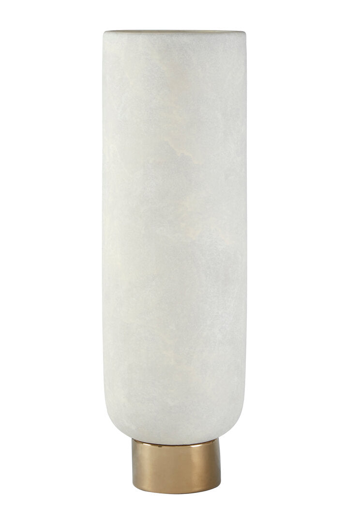 Callie White and Gold Large Pedestal Vase
