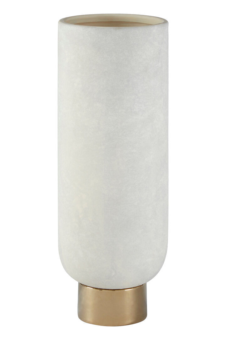 Callie White and Gold Small Pedestal Vase - Additional
