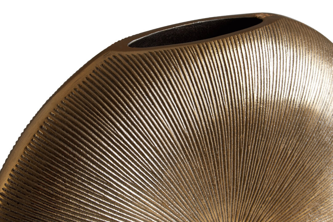 Estrella Small Gold Finish Round Vase - Macro