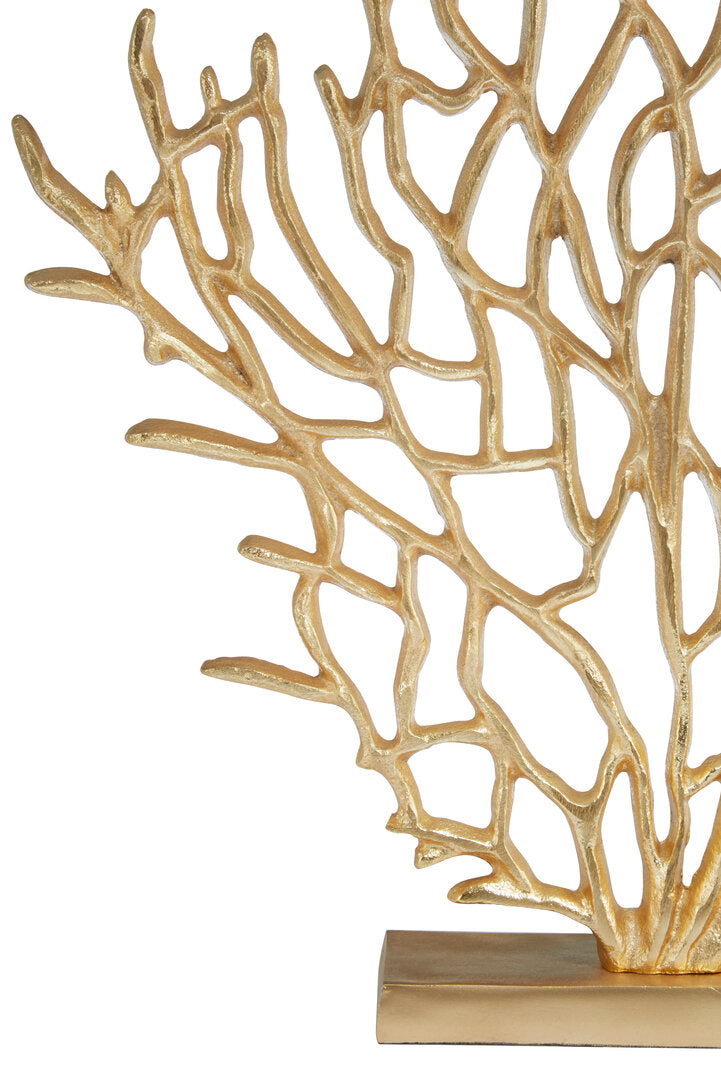 Prato Small Gold Finish Coral Sculpture - Macro