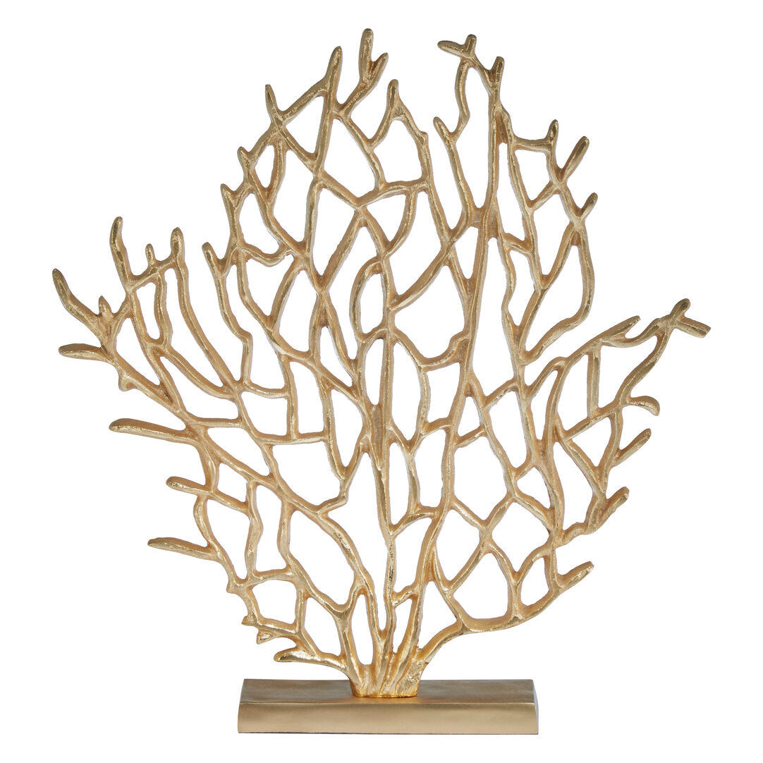 Prato Small Gold Finish Coral Sculpture