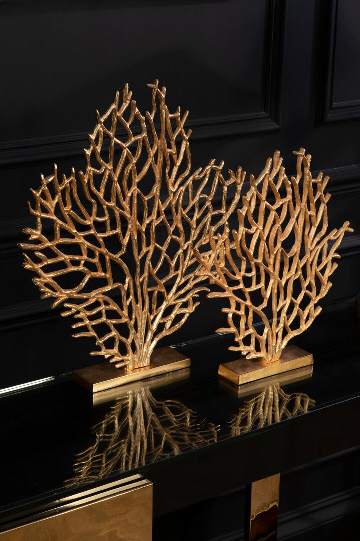 Prato Large Gold Finish Coral Sculpture - Lifestyle