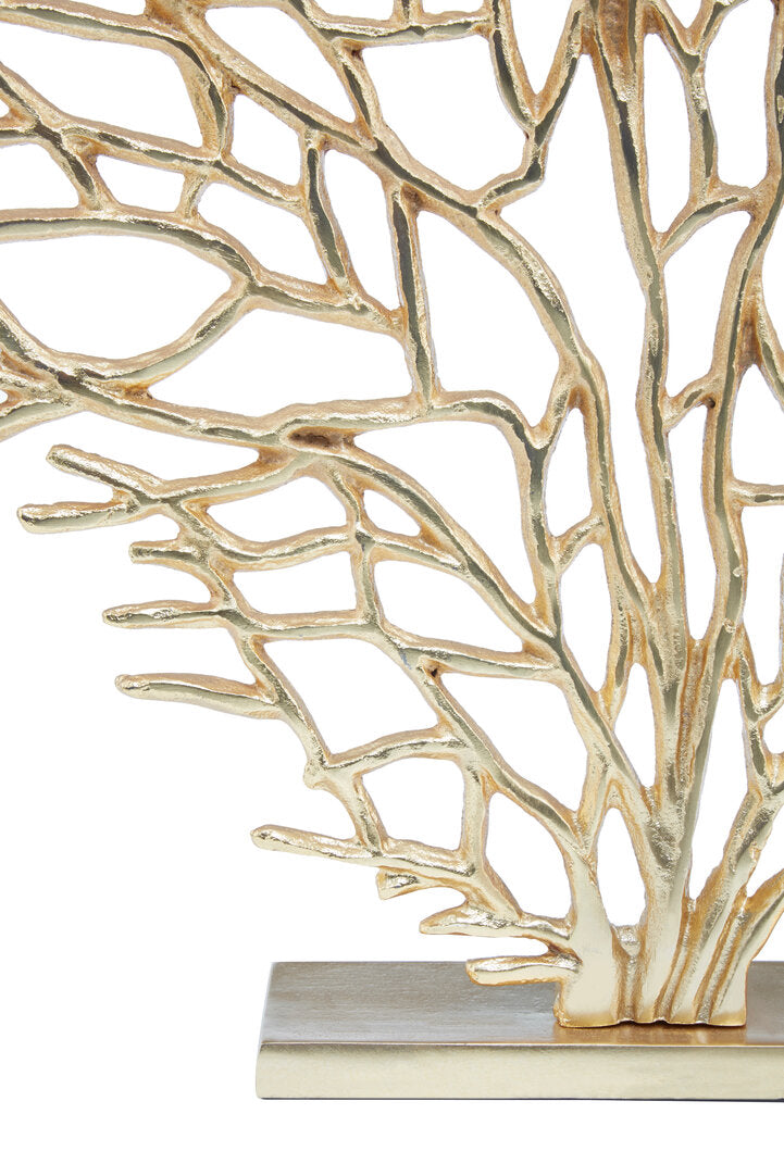 Prato Large Gold Finish Coral Sculpture - Macro