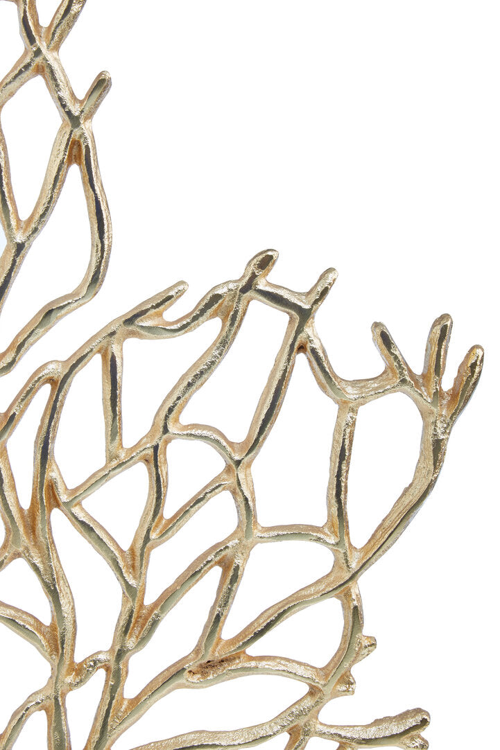 Prato Large Gold Finish Coral Sculpture - Macro