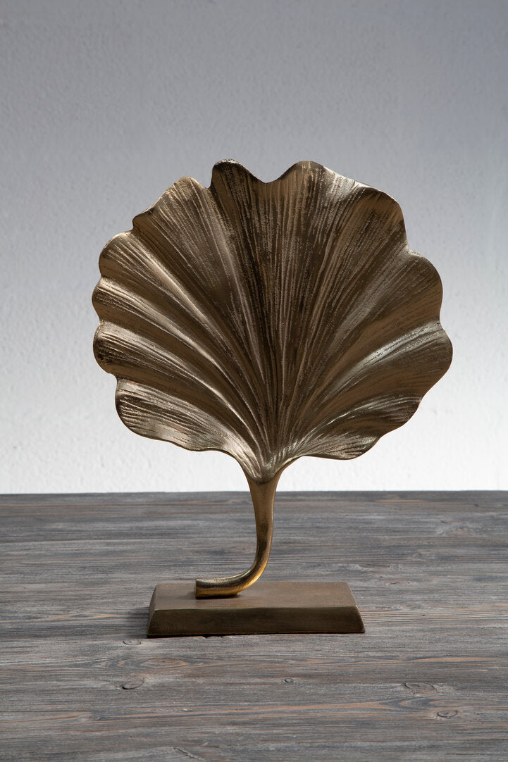 Prato Gold Finish Ginkgo Leaf Sculpture - Lifestyle