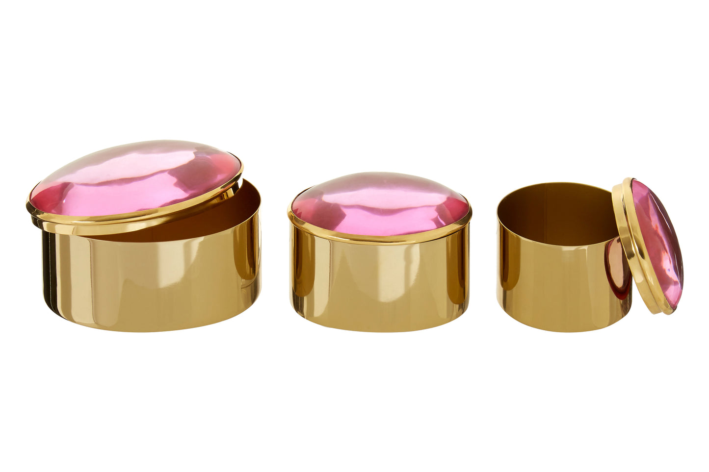 Nixie Set of 3 Trinket Boxes with Pink Lids