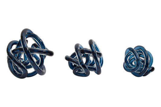 Knot Decor Blue Glass Ornament