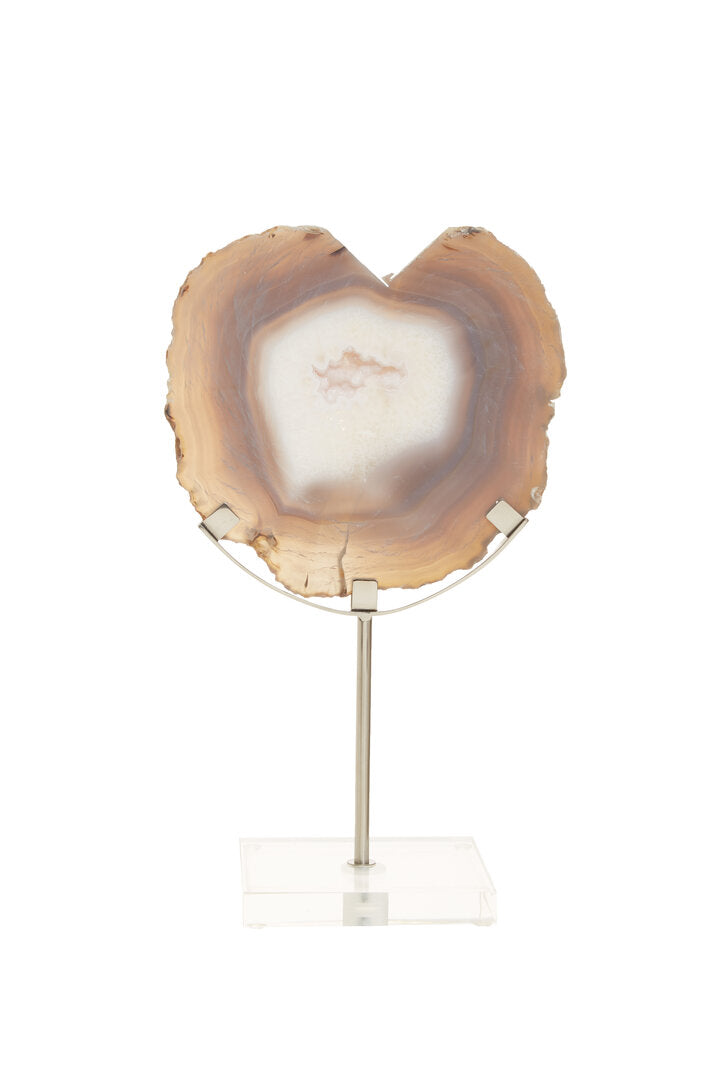 Bowerbird White And Silver Agate Sculpture