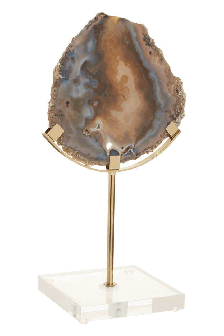 Bowerbird Black And Gold Agate Sculpture - Additional