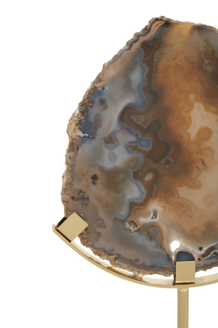 Bowerbird Black And Gold Agate Sculpture - Macro