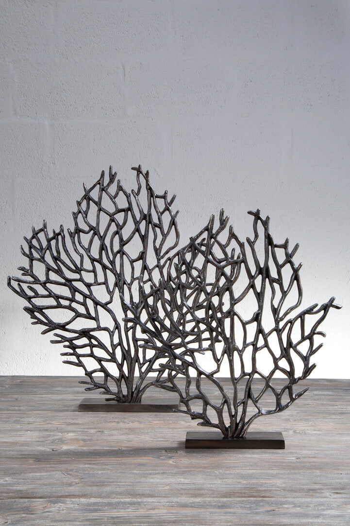 Prato Small Black Nickel Finish Coral Sculpture - Lifestyle