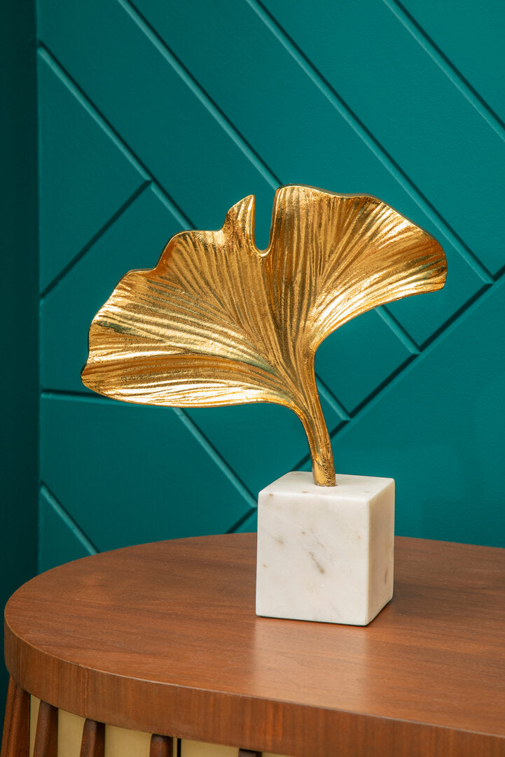 Mirano Gold Finish Ginkgo Sculpture - Lifestyle