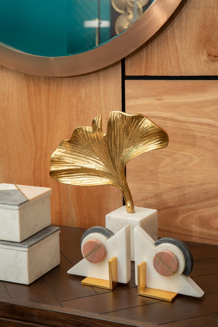 Mirano Gold Finish Ginkgo Sculpture - Lifestyle