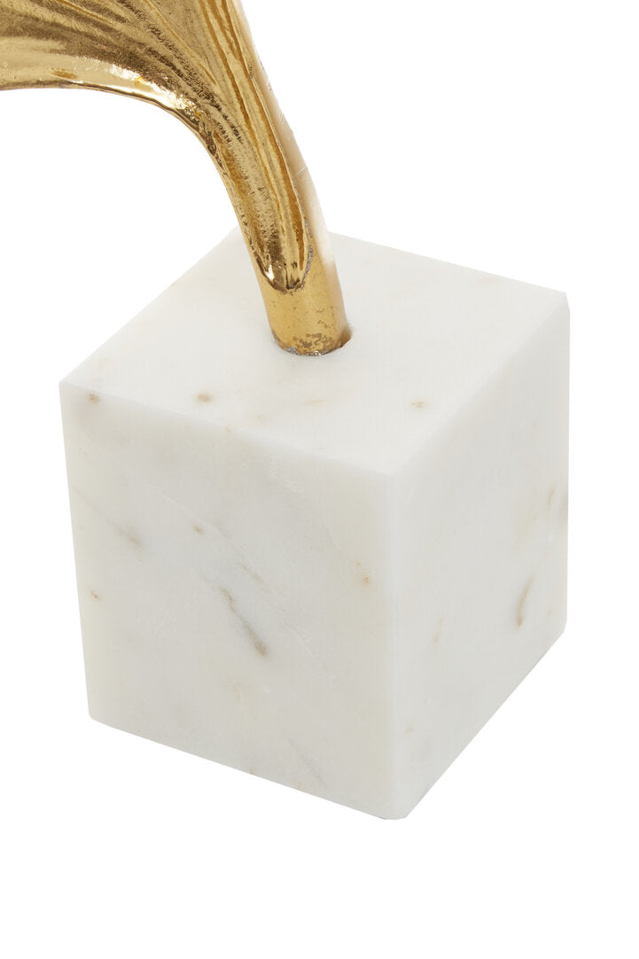 Mirano Gold Finish Ginkgo Sculpture - Macro