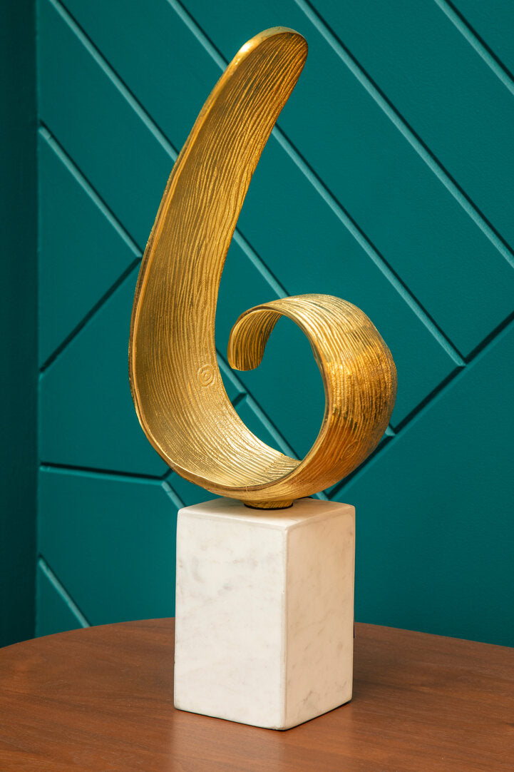 Mirano Gold Finish Curl Sculpture - Lifestyle