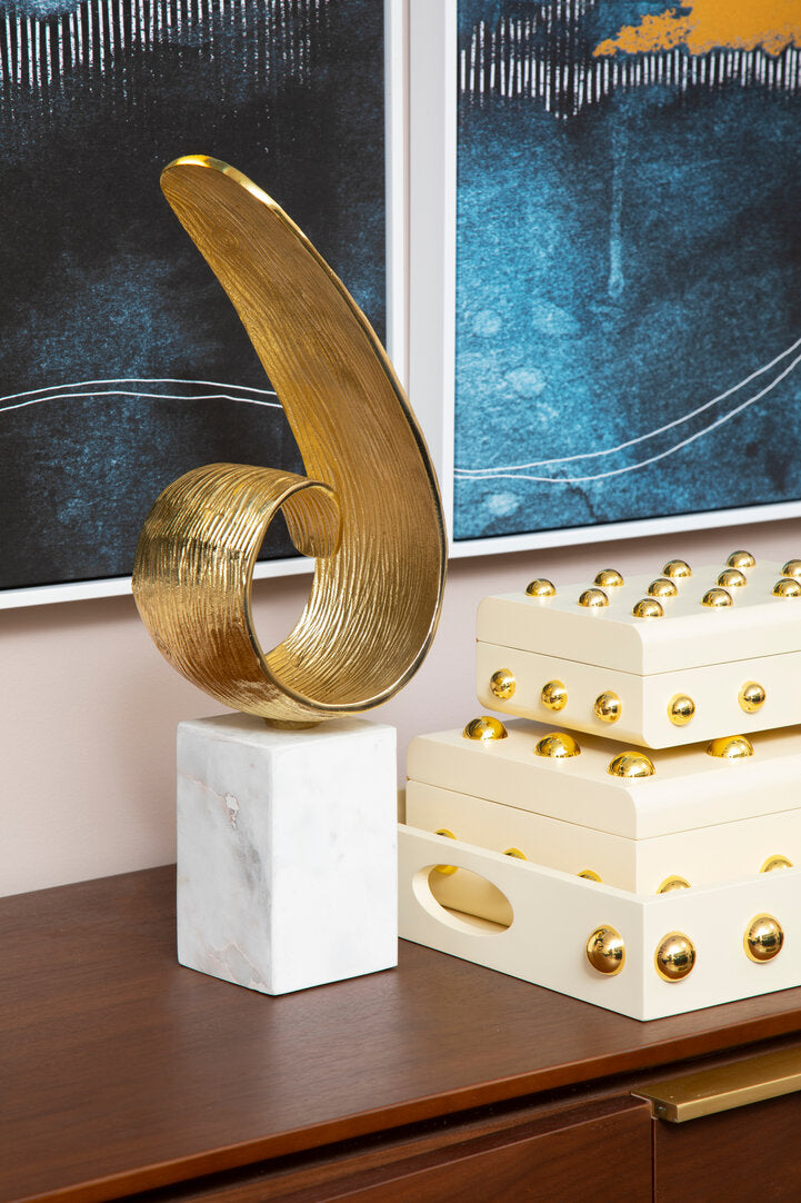 Mirano Gold Finish Curl Sculpture - Lifestyle