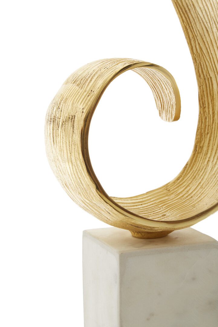 Mirano Gold Finish Curl Sculpture - Macro