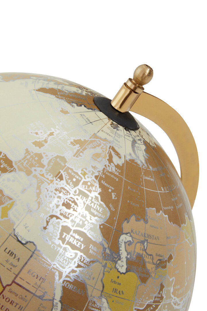 Churchill Antique White Globe on Gold Stand - Macro