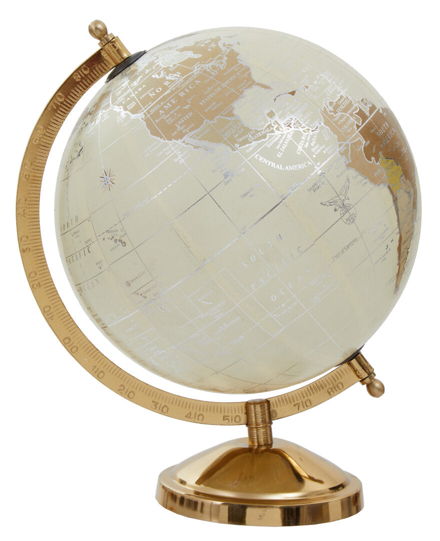 Churchill Antique White Globe on Gold Stand