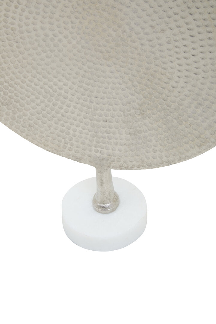 Elias Set Of 3 Hammered Metal Disc Sculptures with Marble Base - Macro