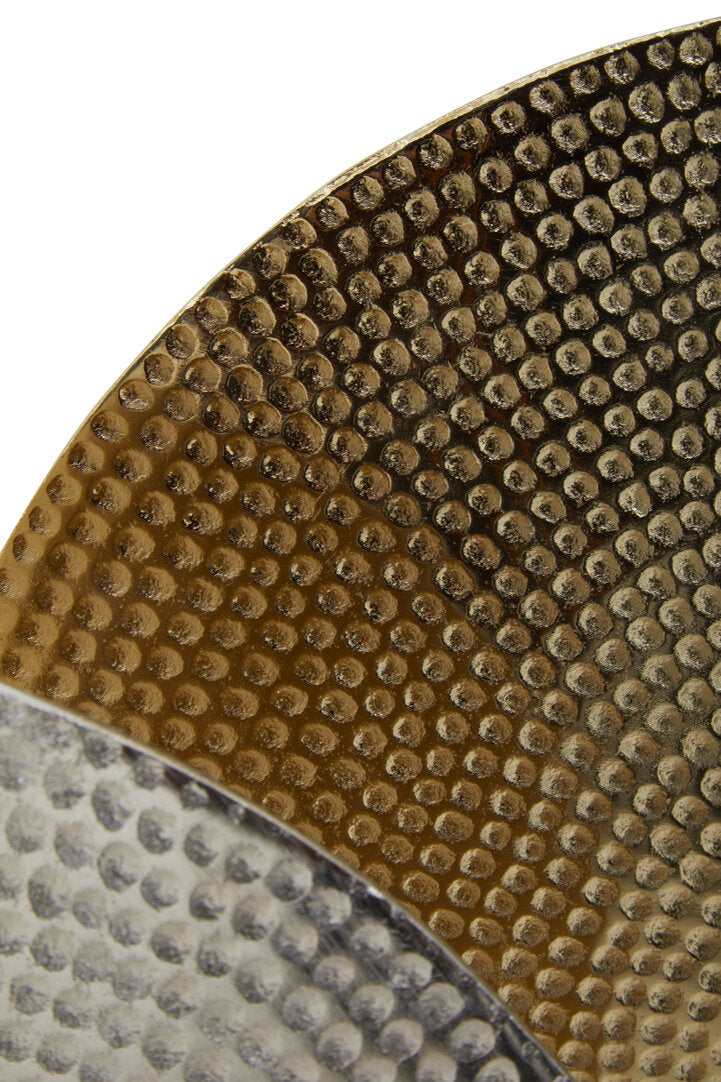 Elias Set Of 3 Hammered Metal Disc Sculptures with Marble Base - Macro