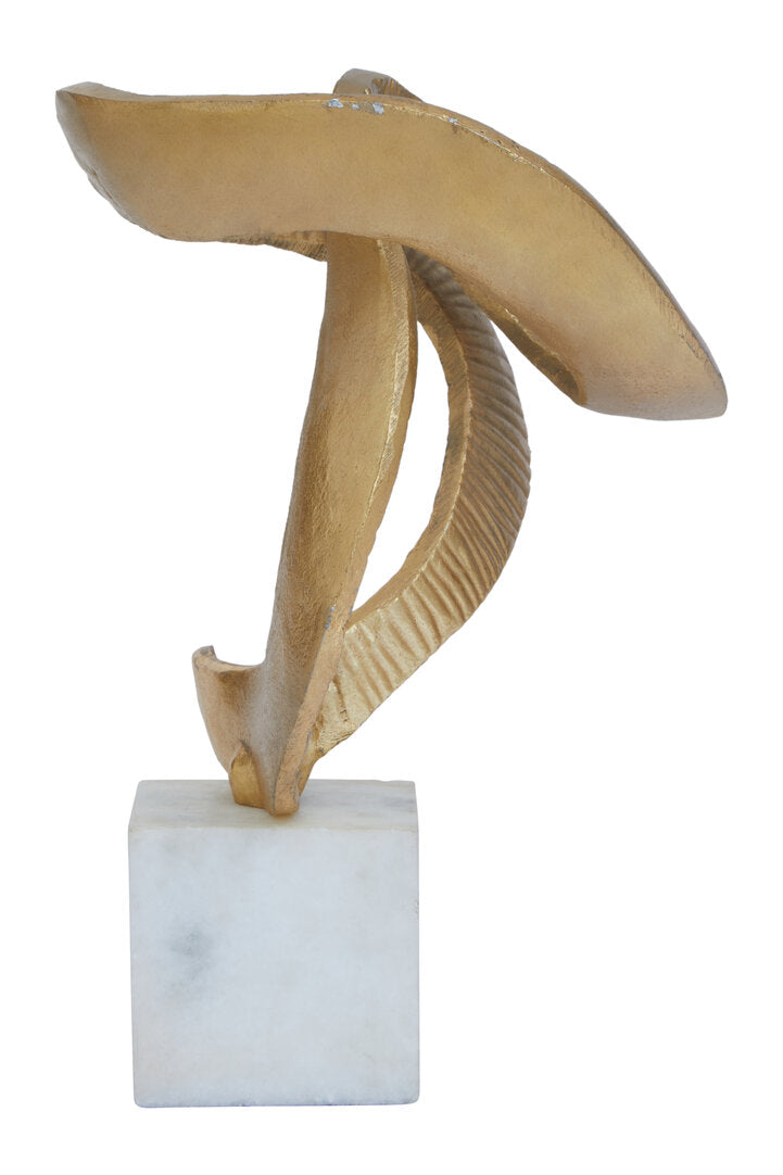 Evra Gold Sculpture On White Marble Base - Additional