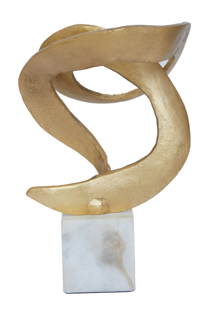 Evra Gold Sculpture On White Marble Base - Additional