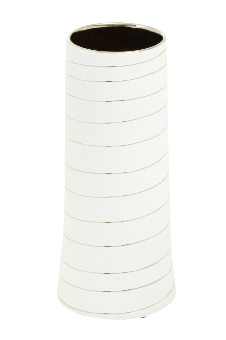 Haldis Small White and Silver Ceramic Vase - Additional