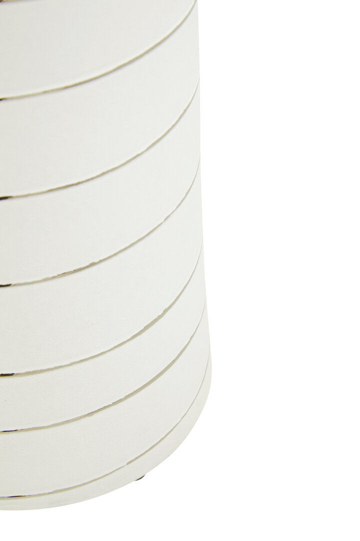 Haldis Small White and Silver Ceramic Vase - Macro