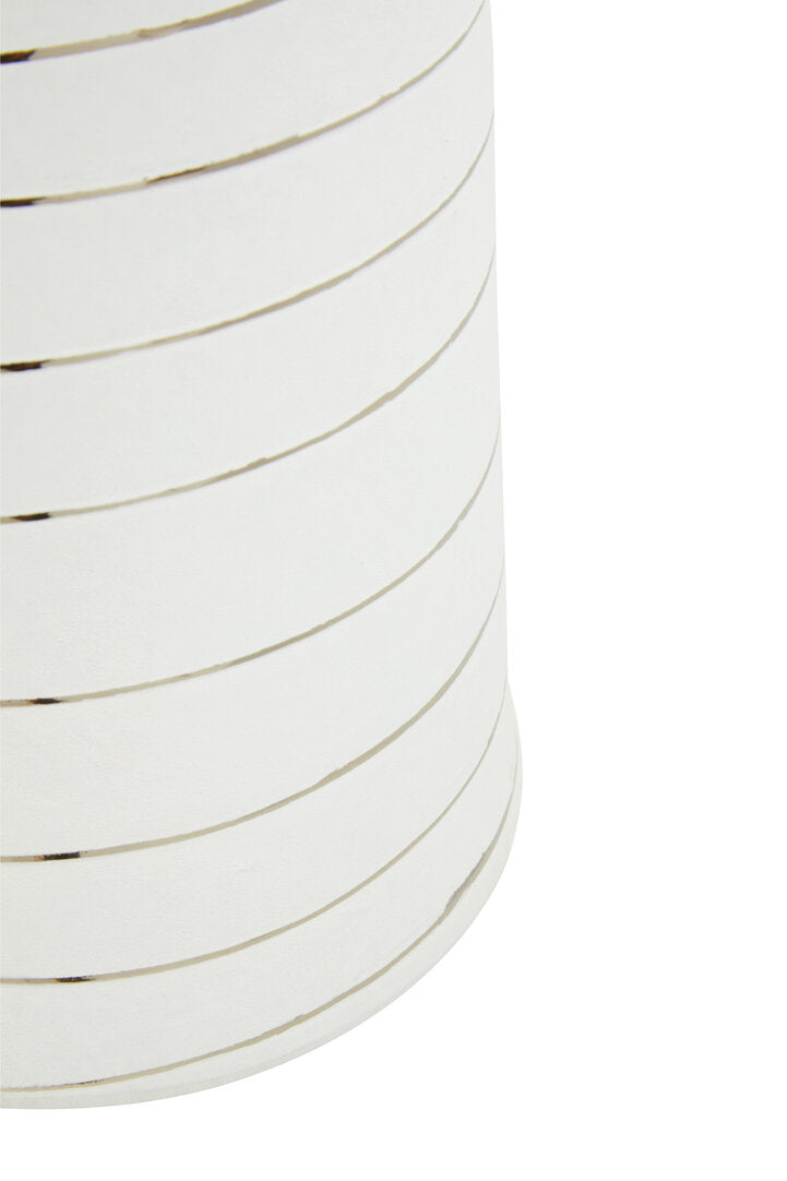 Haldis Large White Silver Stripe Ceramic Vase - Macro