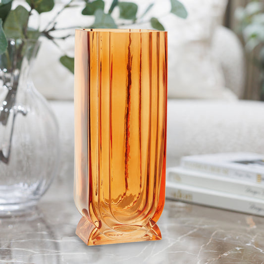 Edan Large Orange Glass Vase