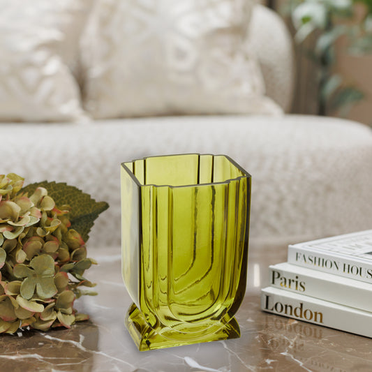 Edan Small Ochre Yellow Glass Vase