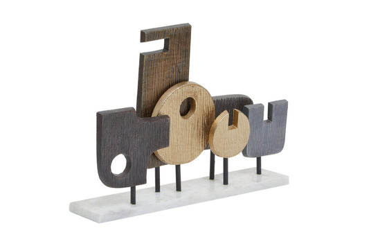 Simbolo Large Assorted Colour Metal Sculpture On Marble Base - Additional