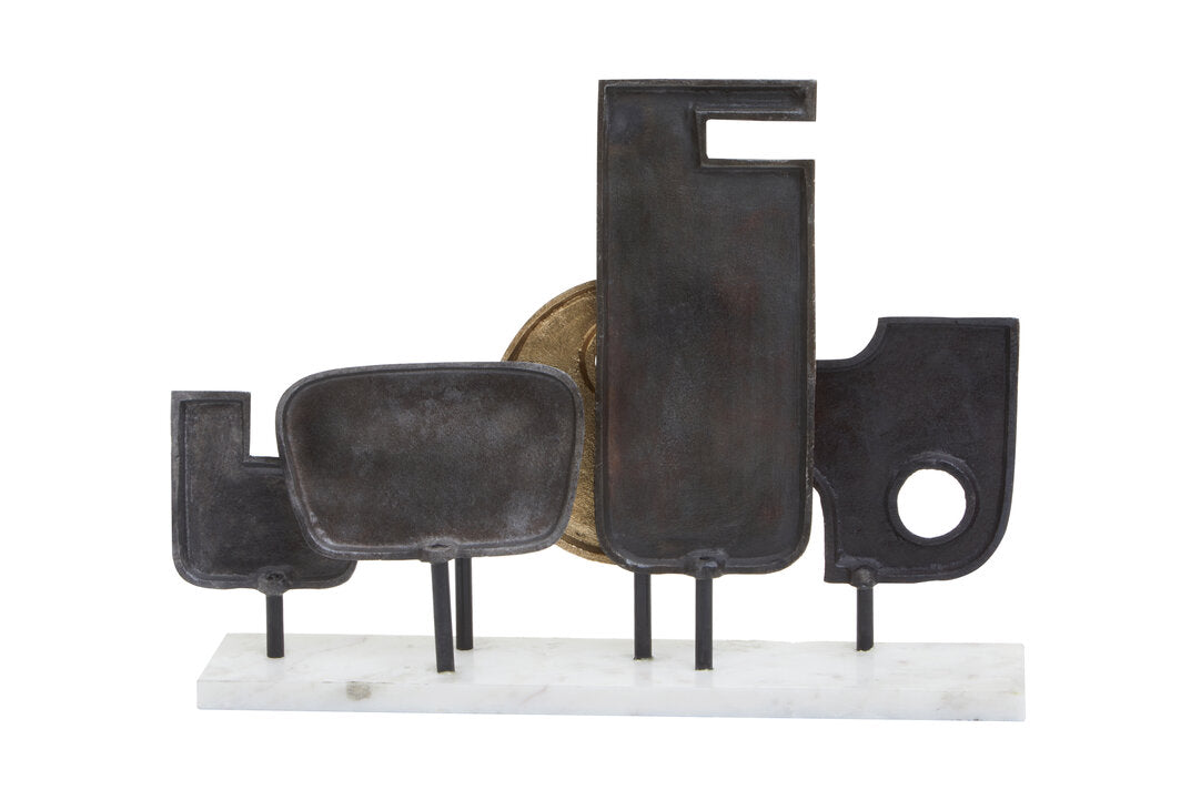 Simbolo Large Assorted Colour Metal Sculpture On Marble Base - Additional