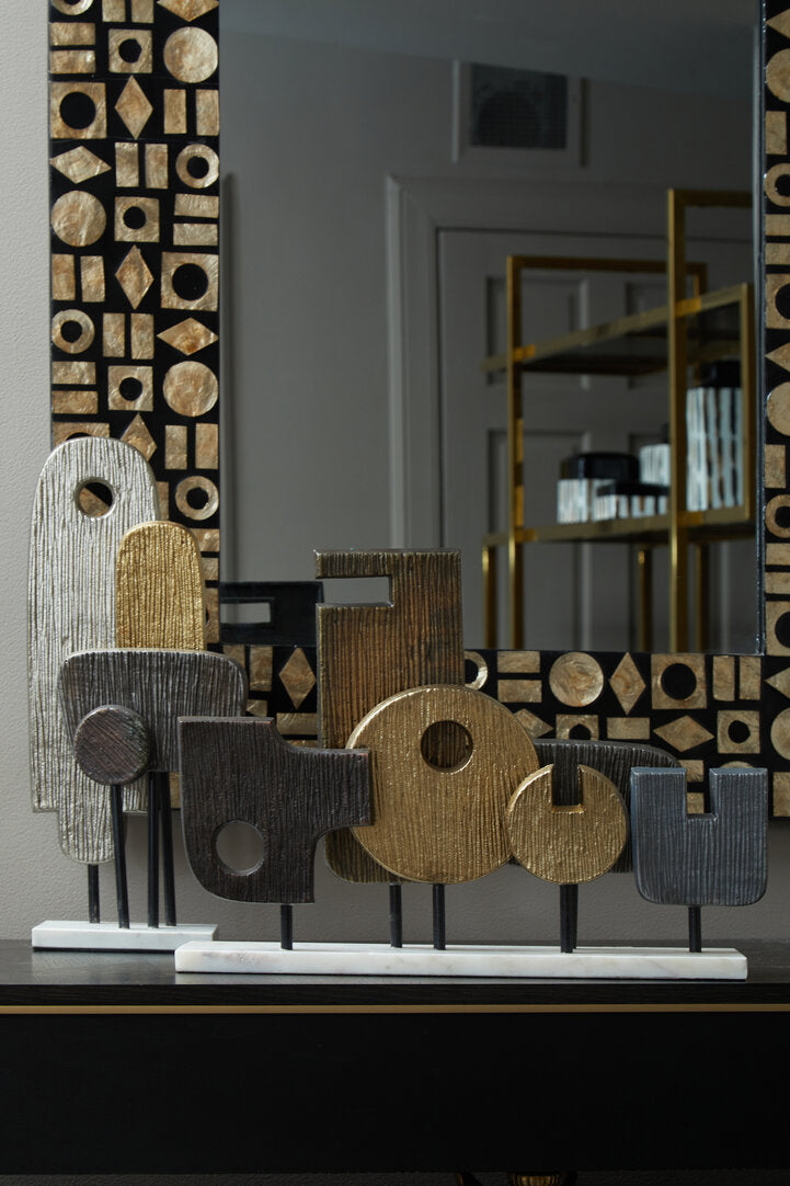 Simbolo Large Assorted Colour Metal Sculpture On Marble Base - Lifestyle