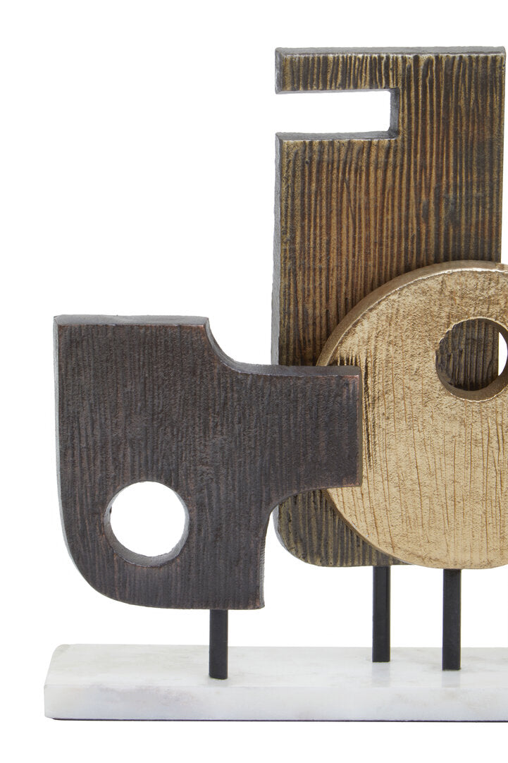 Simbolo Large Assorted Colour Metal Sculpture On Marble Base - Macro