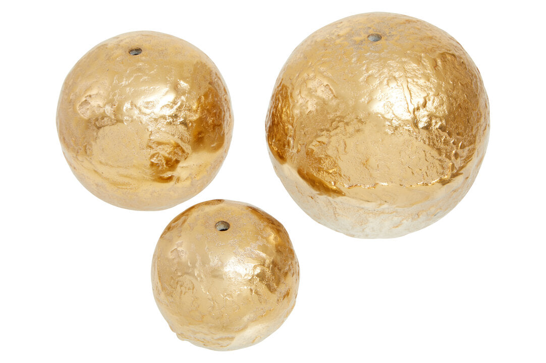 Dion Set of Three Ombre Silver and Gold Finish Deco Balls - Additional