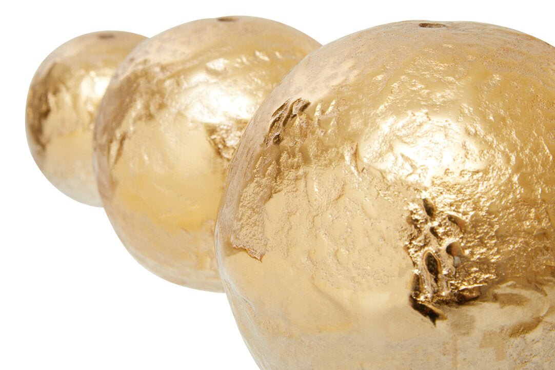 Dion Set of Three Ombre Silver and Gold Finish Deco Balls - Macro