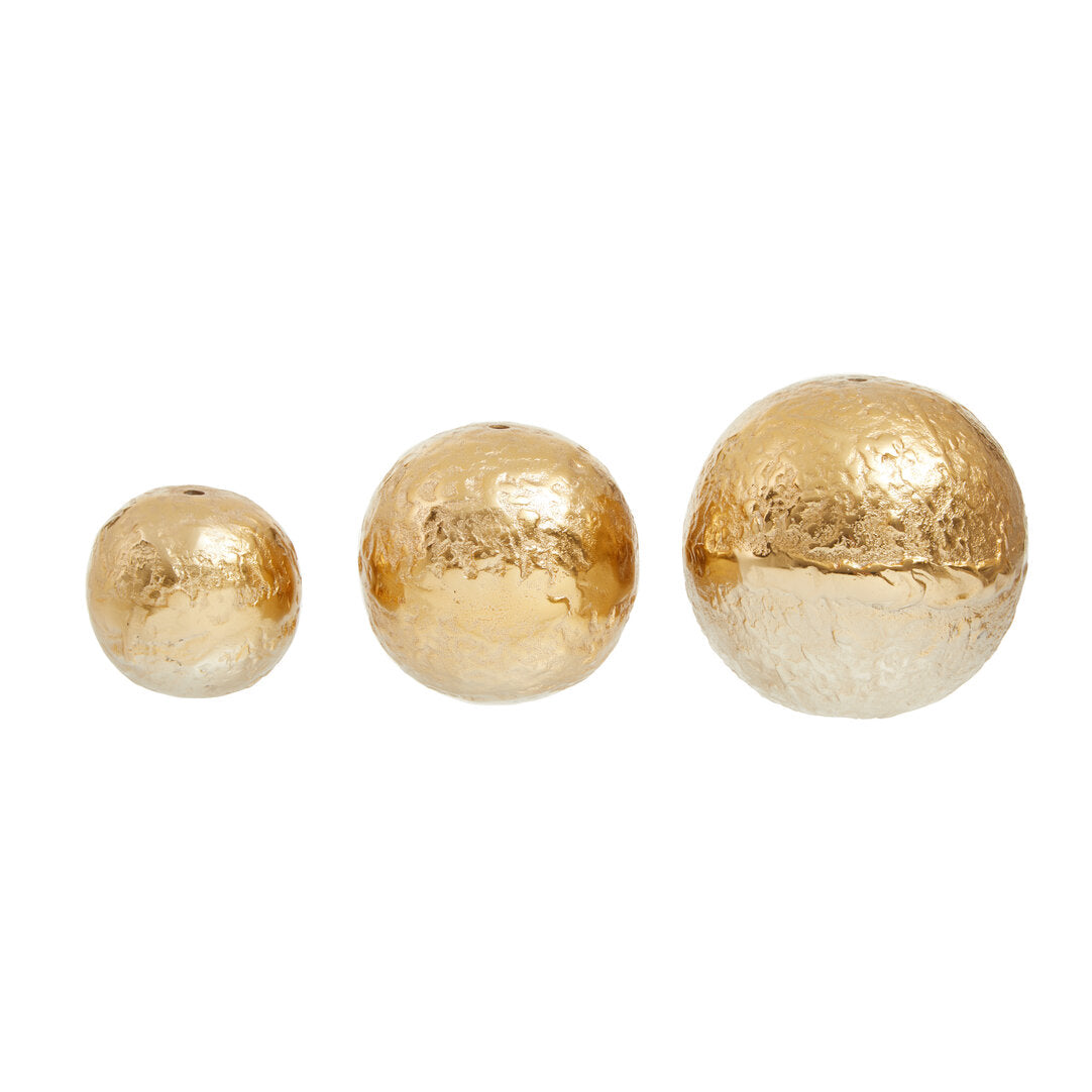 Dion Set of Three Ombre Silver and Gold Finish Deco Balls