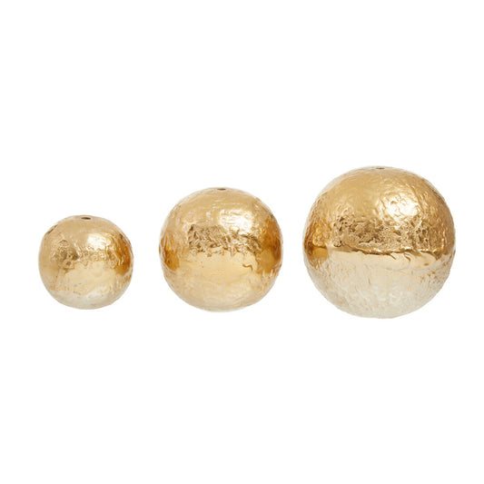 Dion Set of Three Ombre Silver and Gold Finish Deco Balls