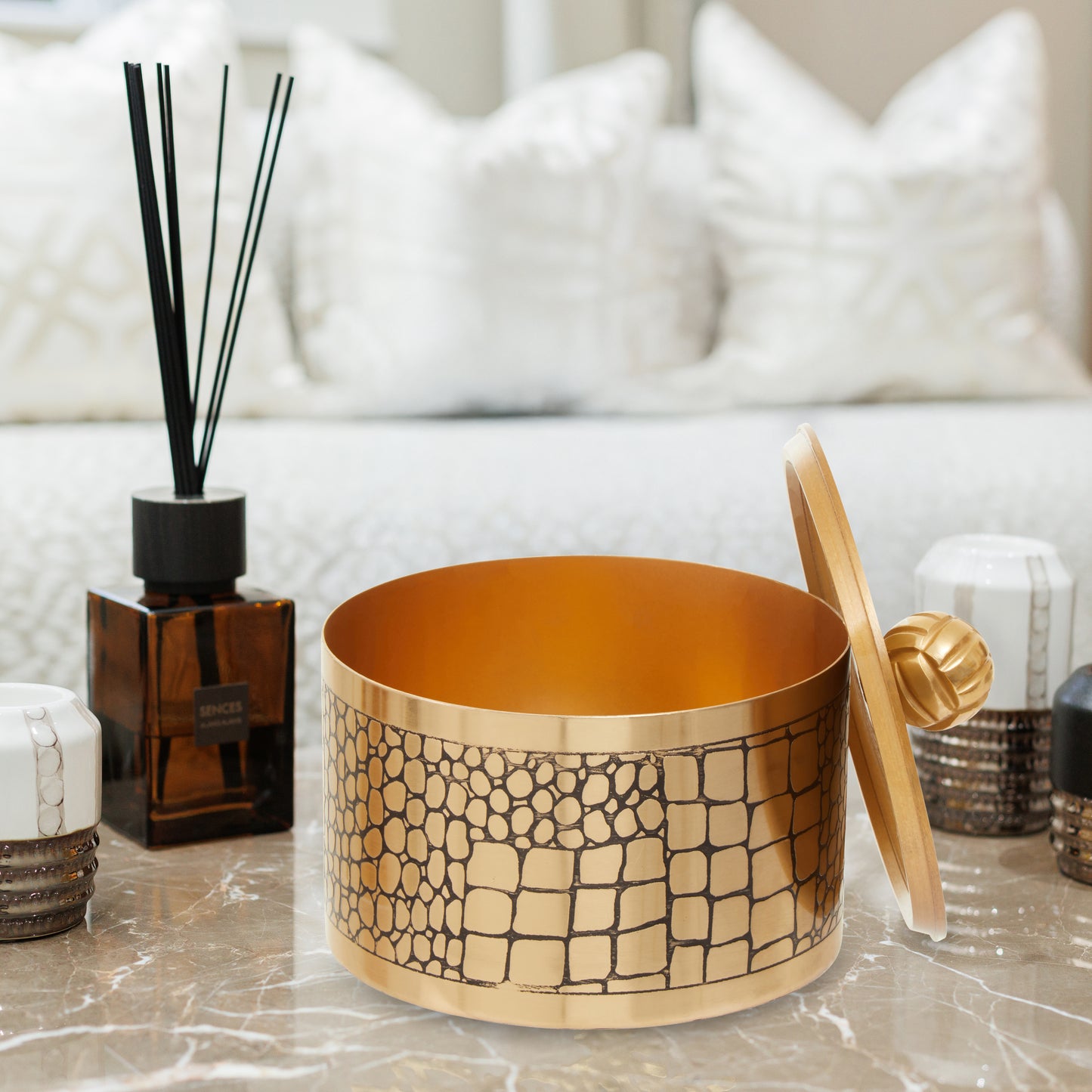 Meko Large Croc Pattern Trinket Box
