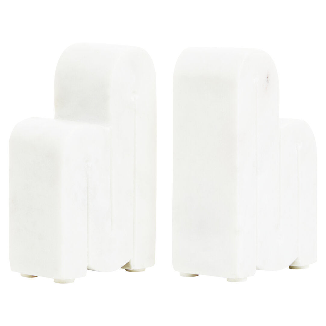Nason Set Of 2 White Marble Bookends - Additional