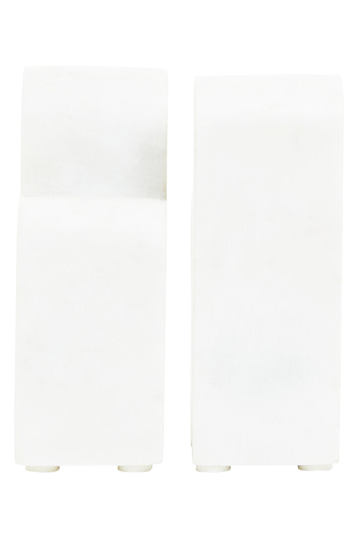 Nason Set Of 2 White Marble Bookends - Additional